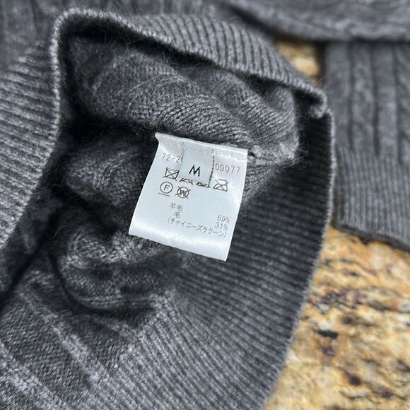 ESTNATION Vintage Gray Cable Knit Wool Blend Turtleneck Sweater Size M - Picture 5 of 8